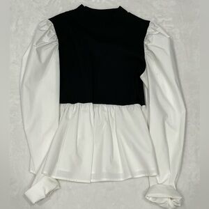 Black & white blouse top
